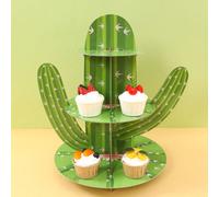 1 pièce Support à gâteaux 3 étages en forme de cactus, plateau à cupcakes tropical, tour à cupcakes pour fête d'anniversaire, présentoir à desserts pour baby shower, décoration de table de fête d'été