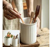 1 pièce Support de baguettes en céramique blanche en relief, repose-cuillère, vase à fleurs, tube de rangement, porte-crayon, étagère de rangement d'ustensiles de cuisine gain de place, support de ran