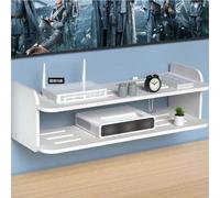1 pièce Support de boîtier TV, étagère de rangement murale à double couche, sans perçage requis, installation facile, parfait pour routeur WiFi, boîtier câble et articles essentiels quotidiens - étagè