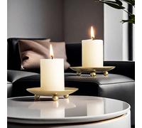 1 pièce Support de bougie rond doré, convient pour les festivals, Pâques, la Saint-Valentin, la saison des mariages, la décoration de festival. Support de bougie pour bougies LED et à la cire, spa, sa