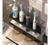 1 pièce Support de brosse à dents de salle de bain de luxe, monté au mur, sans perçage, gobelet pour rince-bouche, gobelet pour brosse à dents, support pour brosse à dents électrique, décoration de sa