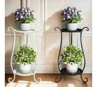 1 pièce Support de fleurs en métal à double couche de style européen minimaliste, support de fleurs sur pied à plusieurs niveaux, pour la décoration de la salle de séjour et de l'espace intérieur 1 va