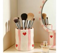 1 pièce Support de pinceaux de maquillage en résine de forme asymétrique, surface gaufrée asymétrique, décoration de bureau multifonctionnelle, mini vase et boîte de rangement, convient pour le salon,