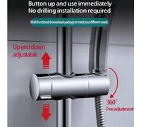1 pièce Support de pomme de douche sans perçage, barre de hauteur réglable, accessoires d'ensemble de douche, pomme de douche de pluie avec base fixe, support de pomme de douche réglable, installation