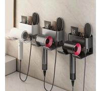 1 pièce Support de sèche-cheveux sans perçage, support de sèche-cheveux universel, étagère murale de toilette en plastique, organisateur de sèche-cheveux, support multifonctionnel, accessoire de salle