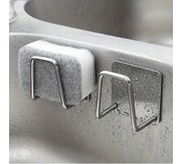 1 pièce Support d'éponge d'évier en acier inoxydable, égouttoir adhésif puissant, égouttoir à vaisselle d'évier de cuisine, support crochet d'éponge de nettoyage, accessoire de salle de bain durable e