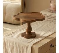 1 pièce Support en bois vintage, plateau piédestal en forme de trèfle avec bord surélevé, finition noyer, présentoir polyvalent pour desserts, bijoux, parfums, bougies & décoration, idéal pour la mais