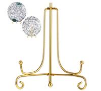 1 pièce Support livre pliant artisanal, support photo, support de bol, cadre photo, plaque en fer noire dorée, étagère d'affichage chevalet, support en fer triangulaire, porte-assiette à thé et gâteau