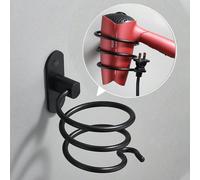 1 pièce Support mural pour sèche-cheveux en aluminium de style chinois, sans perçage requis, étagère de rangement pour salle de bain Taille Unique,BlancAluminium