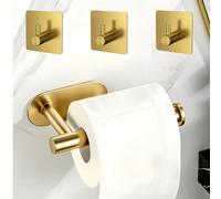 1 pièce Support pour rouleau de papier toilette sans perçage, Porte-papier toilette de rangement pour salle de bain Ensemble 4 pièces noir,Ensemble 4 pièces en argent,Ensemble 4 pièces doré,noir,argen