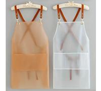 1 pièce Tablier ajustable en TPU imperméable transparent facile à nettoyer, convient aux coiffeurs, chefs de cuisine, serveurs et plus encore, avec poches noir,Blanc,brun,poche plate noire à trois poc