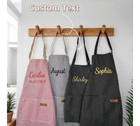 1 pièce Tablier brodé personnalisé avec nom - Cadeau personnalisé pour les passionnés de cuisine, de pâtisserie ou d'artisanat, tablier de cuisine, cadeau pour elle, cadeau de cuisine Taille adulte - 