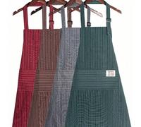 1 pièce Tablier de chef à motif rayé, résistant à l'huile, taille réglable, poche de grande capacité, convient pour la cuisine des femmes, la maison, le restaurant, l'artisanat, le jardinage, le barbe