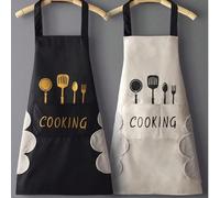 1 pièce Tablier de cuisine imperméable, unisexe, tablier de poitrine réglable avec poches, convient pour la cuisine, la pâtisserie, le grillage, tablier de chef en polyester durable, idéal pour l'été,