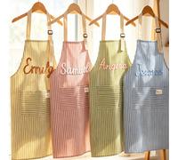 1 pièce Tablier de cuisine personnalisé avec nom, tablier brodé, tablier de cuisine, tablier de pâtisserie pour adulte, avec sangle réglable, convient comme cadeau familial, cadeau de cuisine, cadeau 