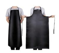 1 pièce Tablier en cuir PU imperméable de 40 pouces - Tablier de vaisselle léger, convient aux hommes, aux chefs et aux bouchers | Tablier de travail de nettoyage/industriel noir 66*98cm,Taille moyenn