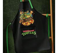 1 pièce Tablier imprimé avec tortue et pizza de dessin animé, CADEAU Taille UniquePortrait,SloganPolyester