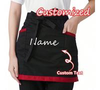 1 pièce Tablier personnalisé unisexe en polyester avec 2 poches - Tablier court personnalisable à la taille pour serveur, uniforme de travail, coiffeur, salon de beauté, cosmétologie, école de coiffur