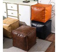 1 pièce Tabouret pliant vintage grande capacité en PU imperméable, tabouret rectangulaire de style rétro de couleur unie avec des détails anti-poussière et anti-humidité, boîte de rangement multifonct