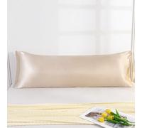 1 pièce Taie d'oreiller de corps 100% premium en satin de champagne sans rembourrage, simulation de soie douce et respirante avec fermeture à enveloppe. Housse de coussin décorative de style ferme pou