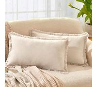 1 pièce Taie d'oreiller décorative à franges noires (sans insert), confortable style de ferme lavé en tissu doux avec frange 45*45,60*60,30*50,50*50UnicolorePolyester
