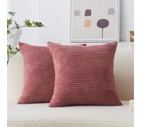 1 pièce Taie d'oreiller décorative en velours côtelé 45 x 45 cm, housse de coussin décoratif rayée douce, housse de coussin carré d'accent pour décoration de canapé, de sofa, de coussin de salon, de l