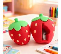 1 pièce Taille-crayon mignon en forme de fraise, taille-crayon de style kawaii coloré, taille-crayon compact à main, taille-crayon manuel en forme de fruit, accessoire de fournitures de bureau/maison/