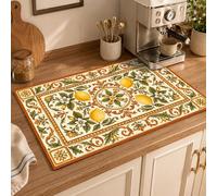 1 pièce Tapis absorbant en terre de diatomée à motif citron bleu & blanc, tapis de séchage pour comptoir de cuisine, tapis pour machine à café, tapis pour cafetière à filtre, tapis égouttoir pour vais