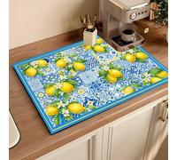 1 pièce Tapis absorbant en terre de diatomée à motif de citron, tapis de séchage pour comptoir de cuisine, tapis pour machine à café, tapis pour cafetière à filtre, tapis de drainage pour vaisselle et