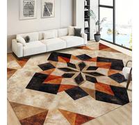 1 pièce Tapis bohème orange de luxe et classique, composition florale symétrique vintage américaine rectangulaire et doux. Convient pour l'extérieur, l'entrée, le salon, la chambre, la buanderie, la s