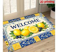 1 pièce Tapis d'accueil imprimé citron, tapis de drainage pour cuisine, salon, entrée, balcon, décoration de maison, café, bar, vacances, fête, chambre à coucher, salle de bain, buanderie 50*80cm,40*6
