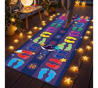 1 pièce Tapis d'activité thème spatial, tapis de jeu rectangulaire en fibre de polyester avec empreintes de pieds colorées et imprimé astronaute, convient pour les jeux d'intérieur/extérieur, les fête