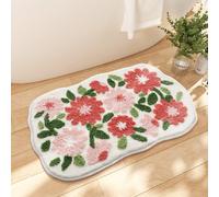 1 pièce Tapis de bain à motif floral, tapis de bain mignon de dessin animé, tapis de couloir super doux en microfibre, tapis de décoration maison avec dos antidérapant en TPR, lavable en machine, conv