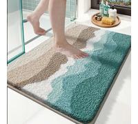 1 pièce Tapis de bain anti-dérapant à motif géométrique matelassé, tapis de bain ultra épais et moelleux, pour toutes les saisons, style frais, fond antidérapant en TPR, absorbant l'eau, facile à nett