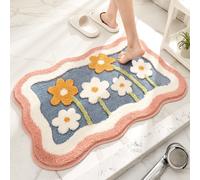 1 pièce Tapis de bain doux et absorbant avec fleurs floquées, antidérapant. Tapis d'entrée épaissi et moelleux pour la décoration de la salle de bain et de la cuisine 40*60,50*80,45*120,50*55,2 pièces