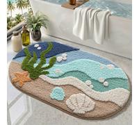 1 pièce Tapis de bain doux et lavable avec un imprimé mignon du monde sous-marin, motif de corail et de coquillage, convient pour la salle de bain, la cuisine, l'extérieur, l'intérieur, le couloir, la