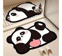 1 pièce Tapis de bain en diatomite avec motif mignon de panda, chat et carotte, ultra absorbant et séchage rapide, dos en caoutchouc antidérapant, tapis doux lavable en machine pour douche, baignoire,