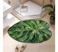 1 pièce Tapis de bain en forme de feuille en diatomite, surface en polyester, super absorbant, dos en caoutchouc antidérapant, tapis de sol facile à nettoyer et antidérapant, plusieurs tailles disponi