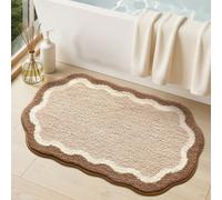 1 pièce Tapis de bain en peluche minimaliste géométrique kaki, convient pour la salle de bain, la cuisine, l'extérieur, l'intérieur, le couloir, la chambre, le salon, le côté du lit. Lavable en machin