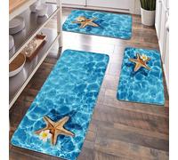 1 pièce Tapis de bain série océan, tapis antidérapant à motif d'étoile de mer et de coquillage de plage, tapis de bain en flanelle, convient pour la salle de bain, les toilettes, la cuisine 40*60,60*9
