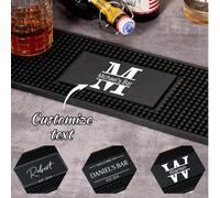 1 pièce Tapis de bar personnalisé, sous-verre pour café & cocktail, sous-verre en caoutchouc, cadeau pour le père, le petit ami, la fête des pères, la pendaison de crémaillère Style 3,Style 2,Style 1,