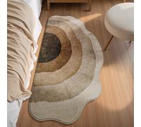 1 pièce Tapis de couloir semi-circulaire dégradé, tapis de zone doux et moelleux pour le salon, style chaud marron confortable, fond antidérapant en TPR, convient pour la chambre, la salle de bain, la