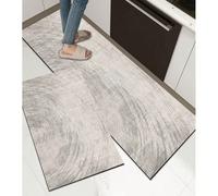 [!!!] 1 pièce Tapis de cuisine en caoutchouc doux, tapis de cuisine épais de 3,5 mm avec motif de texture de grain de bois minimaliste moderne, surface absorbante, couche intermédiaire en mousse, fond