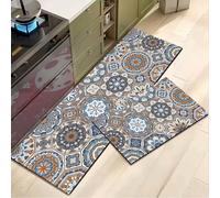 1 pièce Tapis de cuisine en silicone à imprimé carrelage bohème - peut être utilisé comme tapis de bain, tapis de sol, tapis de séchage. Absorbant, antidérapant, résistant à l'eau, convient pour la fe