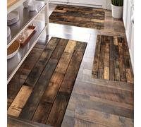 1 pièce Tapis de cuisine en silicone antidérapant à motif bois rétro, rectangle imprimé en 3D, convient pour le salon, la chambre, le couloir, la salle de bain, la buanderie - Tapis en polyester pour