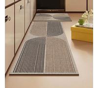 1 pièce Tapis de cuisine en terre de diatomée à ligne courbe abstraite nordique, fond antidérapant en caoutchouc, absorbant l'eau, résistant à l'huile, 3,5 mm, taillable, convient pour la cuisine, le 