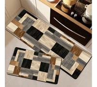 1 pièce Tapis de cuisine en terre de diatomée, surface en tissu à rayures verticales géométriques beige clair et gris, éponge absorbante, fond en caoutchouc anti-salissure, tapis de pied absorbant pou
