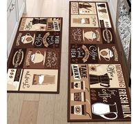 1 pièce Tapis de cuisine vintage en boue de diatomée couleur café, surface en tissu absorbante, éponge anti-salissure, fond en caoutchouc résistant à l'usure, tapis de pied absorbant, tapis décoratif 