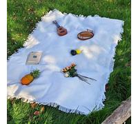 1 pièce Tapis de pique-nique bohème blanc réversible - Multi-usage pour le camping/la plage, housse de canapé et de table S (150*90cm),L (180*90cm),XL (180*180),XS (90*90cm),XXL (180*230cm),1 morceau