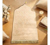 1 pièce Tapis de prière épais et doux en flanelle gaufrée, tapis de grande taille antidérapant et facile à nettoyer avec des glands 65 x 115 cmPolyester
